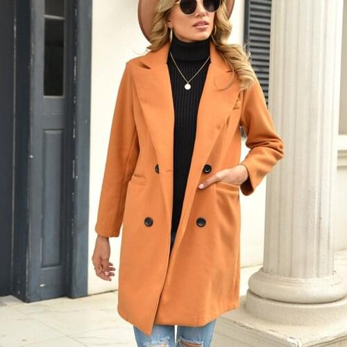 Autumn Winter Elegant Ladies Button Overcoats 2021 Fashion Solid Color Turn Down Collar Long Slim Jacke Women Wool Blend Coats