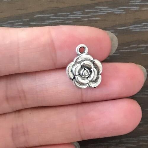 20PCS DIY Charms Valentine Rose Charm Zinc Alloy Flower Rose Pendant Charm for Bracelet Necklace Earrings Jewelry Making