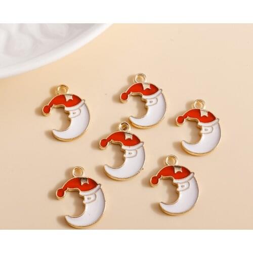 10pcs 15*20mm Creative Crescent Moon Charms DIY for Bracelets Pendants Earrings Making Cartoon Enamel Charms Jewelry Accessories