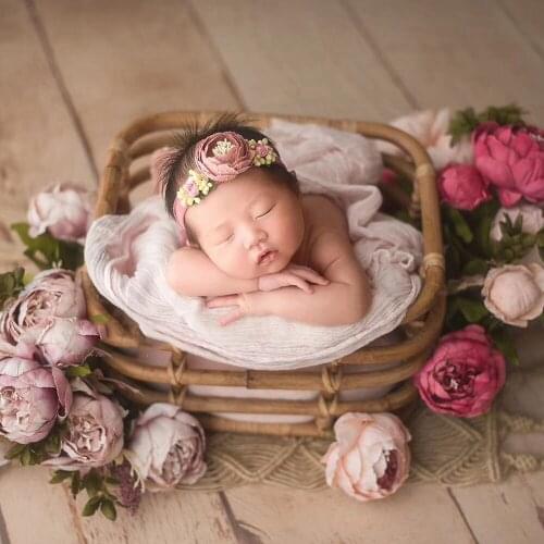 Newborn Photography Props Weaving Baskets Bed Posing Props Infant Photo Shoot Accessories Full-moon Baby Cany Beds