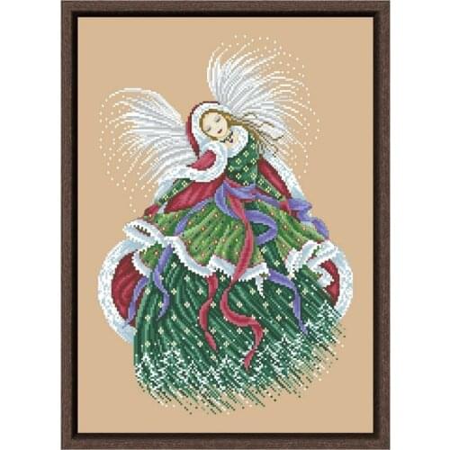 Dreampattern Christmas magic cross stitch kit fairy beads pattern design 18ct 14ct 11ct linen flaxen canvas embroidery needle