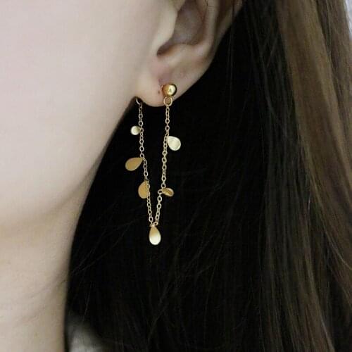 2021 Water Drop Tassel Stud Earring for Woman 18 K Gold Plated 316 Stainless Steel Earring Titanium Steel Jewelry Hypoallergenic