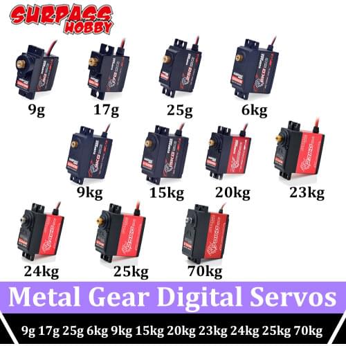 SURPASS HOBBY Digital Servos Metal Gear Servo Waterproof 9g 17g 25g 6kg 9kg 15kg 20kg 23kg 24kg 25kg 70kg for 1/8 1/10 RC Car
