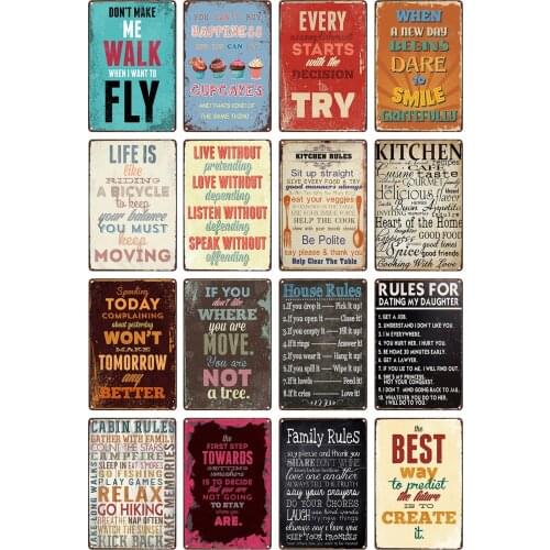 Shabby Chic Style Vintage Tin Signs of Don't Make Me Walk When I Want To Fly House Family Rules for Childroom Gamer Room Decor