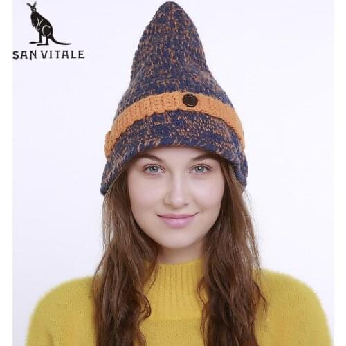 Skullies Beanies Hats For Women Hats Winter Warm Wool Hat Caps for Ladies Church Gift Rabbit Slouchy Rhinestone Helisopus Plaid