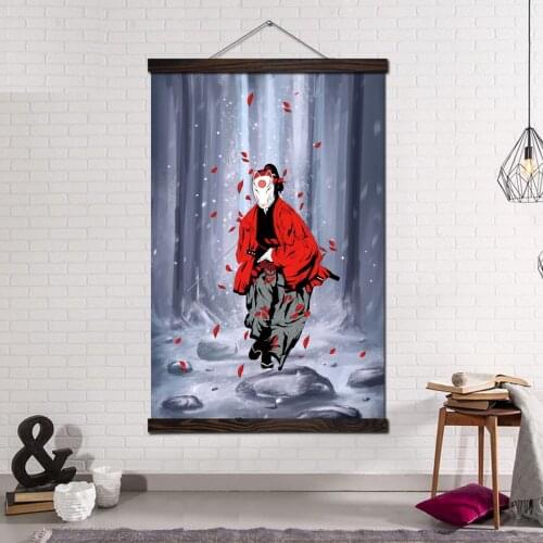 Modern Wall Art Decor Posters and Prints Scroll Canvas Painting Wall Pictures for Living Room Japanese Bushido at Forest