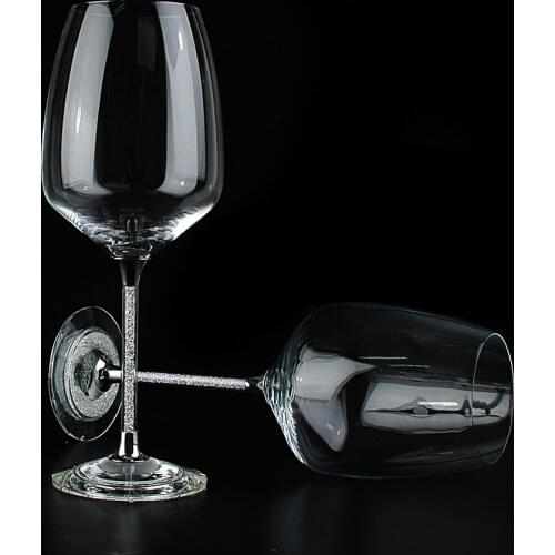 Shinning Crystal Bottom Wine Glass Goblet Wedding Personalized Engrave Name Date Wine Glasses For Drink Wedding Christmas Gift