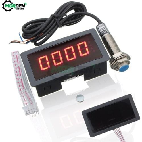 5.6 Inch 4 Digital LED Display Tachometer RPM Speed Meter High Precision Tachometer With Hall Proximity Switch Sensor NPN
