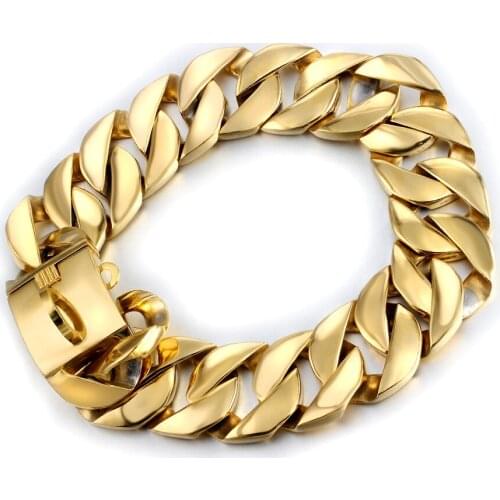 Width 52mm Exaggerated Extra-coarse Chains Golden Tone Cuban Pet Stainless Steel Dog Chain Collar Pet Pitbull Bulldog Necklaces