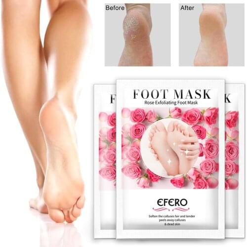 HOT 1pair Rose Exfoliating Foot Mask Socks for Pedicure Peeling Dead Skin Remover Mask Peel Baby Foot Exfoliant Foot Peel TSLM2