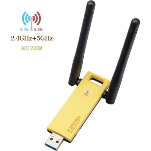 1200Mbps USB 3.0 WiFi Adapter 2.4GHz 5GHz External Wireless High Speed Network Card 4dBi 2 Antennas PC Wi-Fi Receiver 802.11AC