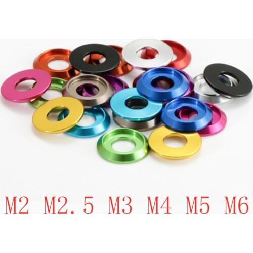 20pcs M2 M2.5 M3 M4 M5 M6 colourful Aluminum cup head washer for button head screw