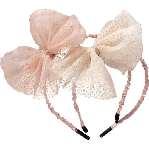 2020 Mesh Bows Hair Bands Cute Soft Lace Headbands For Girls Kids Korean Non-slip Headwear Holder Children Hair Accessories