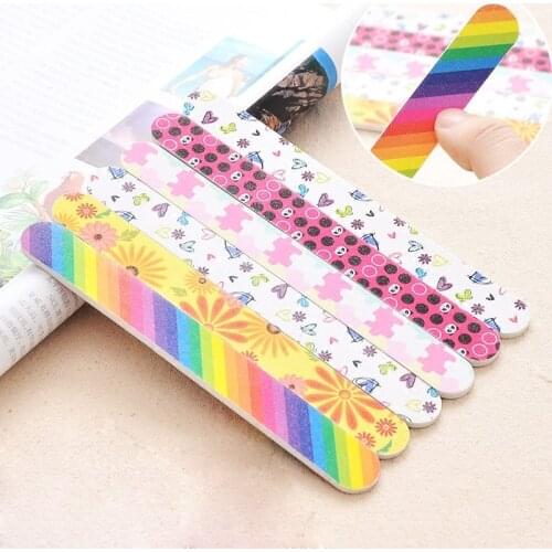 50 pcs Nail Art Buffer Sanding Blocks DIY Nail File Buffering Polishing Manicure Tools Long Double Sided Pattern Random Color