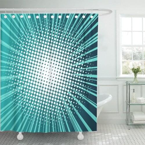 Abstract Creative Comic Pop Blank Clouds Beams and Dots Shower Curtain Waterproof Polyester Fabric 72 x 78 Inches Set with Hooks