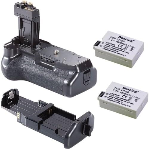 2Pcs 7.4V 1500mAh LP-E8 Camera battery with Camera Battery grip for Canon 550D 600D 650D 700D T2i T3i T4i T5i DSLR Camera
