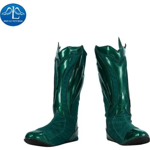 ManLuYunXiao Aquaman Cosplay Boots High Tube Arthur Curry Faux Leather Shoes Halloween Costume for Men