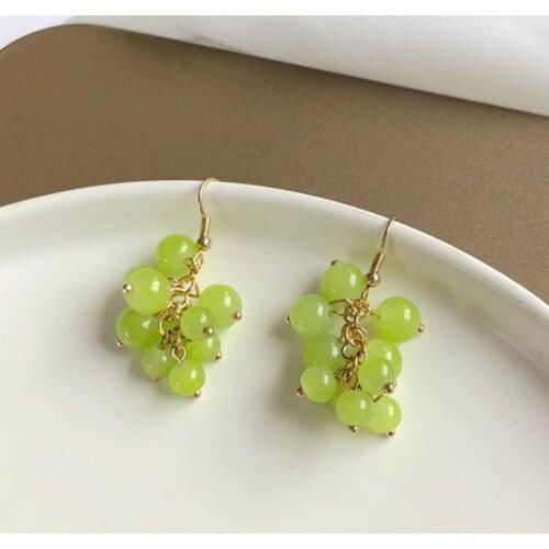 Decorative 1 Pair Vivid Grape Dangle Earrings Ear Clip Green Hook Earrings Fruit for Holiday