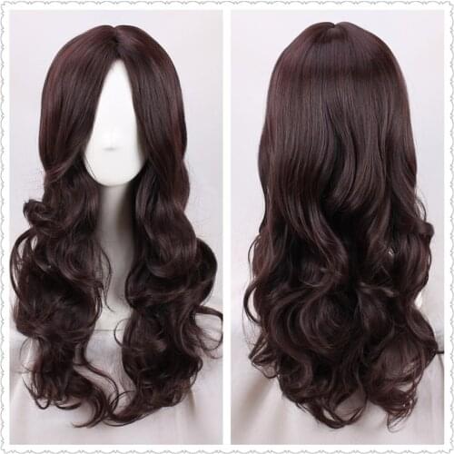 Fate/Grand Order Cosplay da Vinci Wig Women Dark Brown Wavy Long Lolita Hair Wig Perucas Costume Wig +Cap