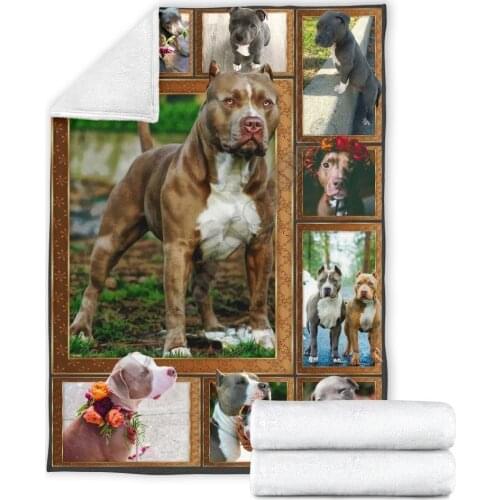 Floral pit bull fleece blanket dog 3D printed Wearable Blanket Adults/kids Fleece Blanket Sherpa Blanket 02