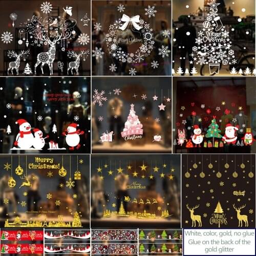 Christmas Window Stickers Merry Christmas Decorations For Home Christmas Wall Sticker Kids Room Wall Decals New Year Stickers