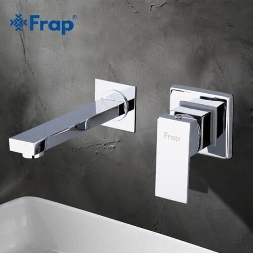 FRAP Wall Mounted silver Color Mirror Basin Faucet Bathroom Sink Faucets In-Wall Basin Mixer Tap Set Single handle Taps Y10052