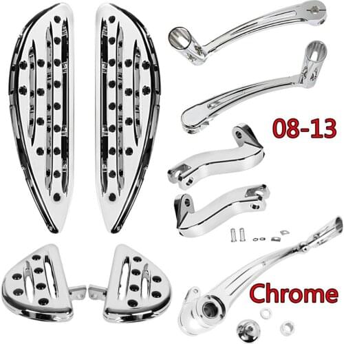 Chrome Front+Rear Shallow Cut Floorboards&Shift Lever&Brake Shift&Rear Passenger Mount For Harley 2008-2013 Touring Road King