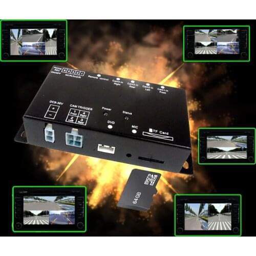 SD Card Intelligent Mini car Recorder DVR Panoramic driving Monitoring Traffic Recorder four views video 4 channel CCd camera