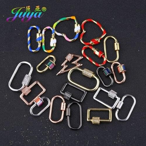 Juya DIY Hanging Chain Fastener Spiral Locket Carabiner Screw Lock Clasp Accessories For Charms Necklace Bracelet Jewelry Making