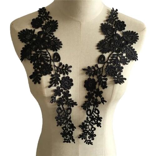 Black Lace Hollow Flower Collar Sewing Appliqué Neckline Embroidery Fabric DIY Decoration Clothing Accessories Scrapbooking