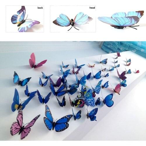 12Pcs/Set Magnetic Stickers 3D Hollow Butterfly For Kids Rooms Home Wall Decoration Fridge Stickers Brooch Art Wall Decals