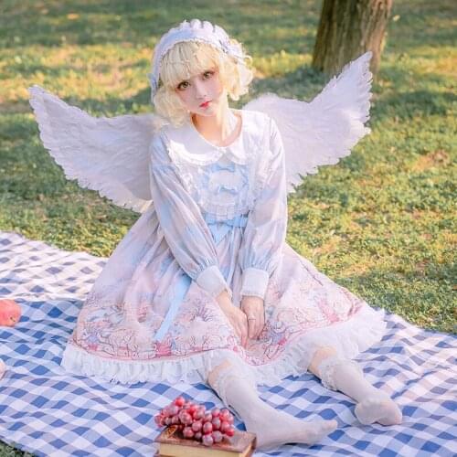Sweet princess lolita dress vintage lace bowknot peter pan collar high waist victorian dress kawaii girl gothic lolita op loli