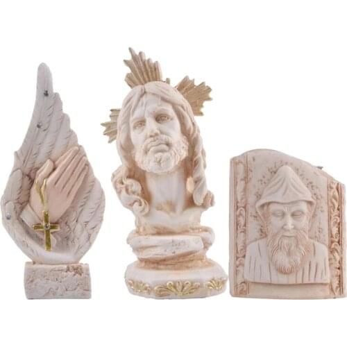Mini Christ Jesus Sculpture Figure Statue Resin Handmade Innovative Angel Cross Decorating Resin Crafts Molds Religious