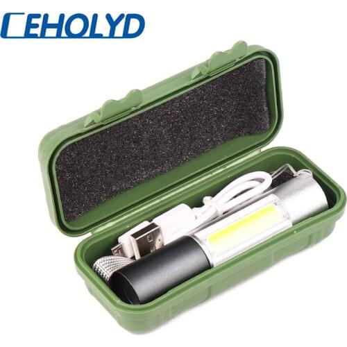 USB Rechargable Mini LED Flashlight Super Bright 3 Modes COB+XPE Torch Waterproof Portable For Camping Cycling Night Lighting