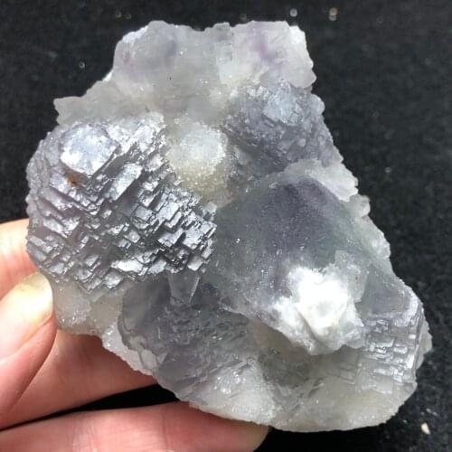 Natural blue fluorescent sky eye, ladder purple heart fluorite and crystal point symbiotic mineral home repair decoration