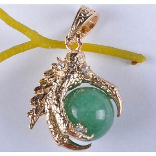 Natural Green Aventurine Bead Dragons Talons GEM Pendant Jewelry For Gift S910