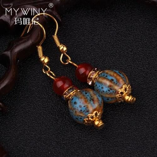 New Ethnic jewelry dangle earrings,ceramic earrings brand handmade vintage earrings,Chinese wind ceramics earrings