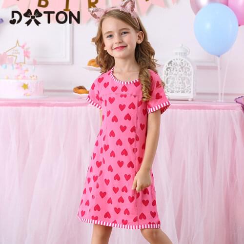 Dxton Baby Girl Clothes Heart Design Princess Dress Straight Fille Robe Sleeveless Summer Dress Cartoon Unicorn Girl Dress S0320