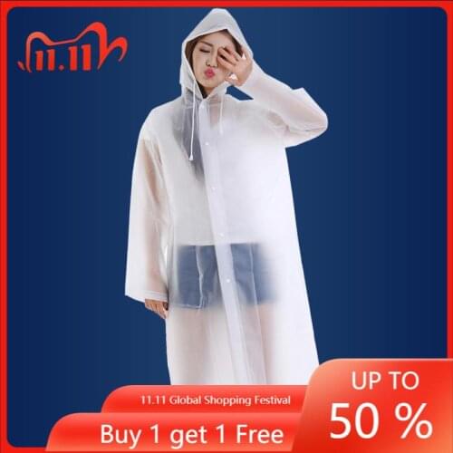 Single One-Piece Raincoat Mens and Womens Transparent Poncho Adult Travel Portable Windproof Waterproof Thickened plus-Sized