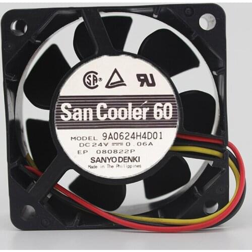 Original 9A0624H4D01 6025 24V 0.06A three-wire variable frequency cooling fan