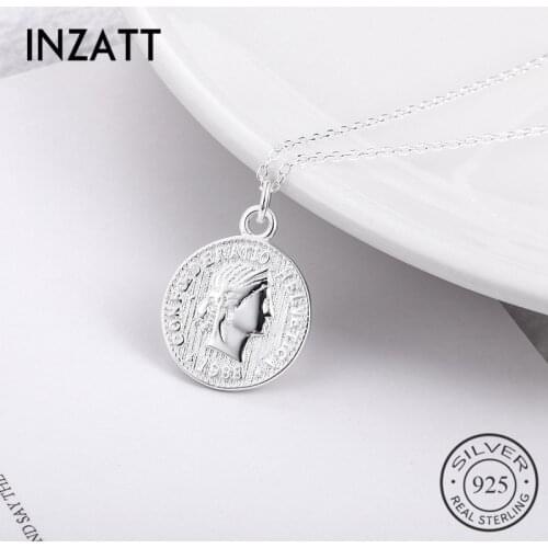 INZATT Real 925 Sterling Silver Vintage Round New Pendant Necklace For Fashion Women Necklace 2018 Fine Jewelry Trendy Gift