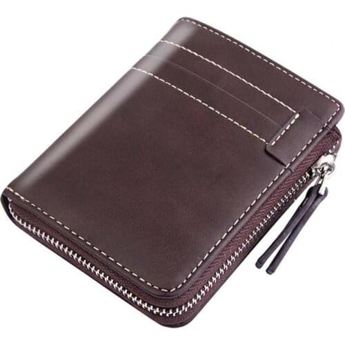 Mens Wallet Casual Men Faux Leather Multi Slots Short Zipper Wallet Credit Card Purse Holder Business Purse Male