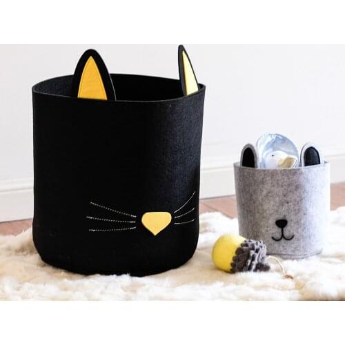 Simple Felt Fabric Storage Basket Convenient Folding Box Clothing Toys Debris Laundry Organizer Home Supplies Storage