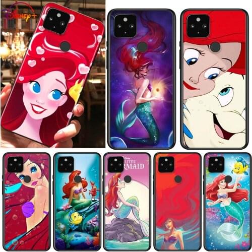 Disney The Little Mermaid Shockproof Cover for Google Pixel 5 5A 4 4A XL 5G Black Phone Case Shell Soft Fundas Coque Capa