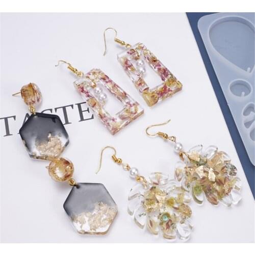 DIY Crystal Epoxy Mold Resin Earring Pendant Mold Casting Silicone Molds Jewelry Earring Pendant Molds Mould Jewelry Making Tool
