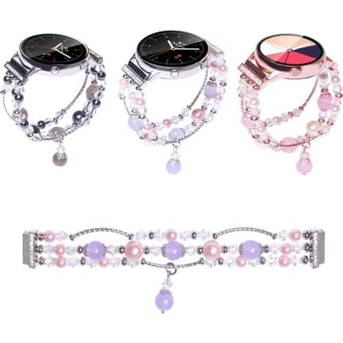 Watch Band for Samsung Galaxy Watch Active 2 Strap 44mm 40mm Jewelry Bead 20mm Women Bracelet for Gear Sport Huawei GT 2 42mm