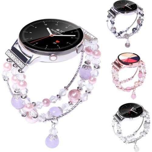 Jewelry Strap for Samsung Galaxy Watch Active 2 Band 44mm 40mm Bead 20mm Wirststrap for Gear Sport Huawei GT 42mm Women Bracelet