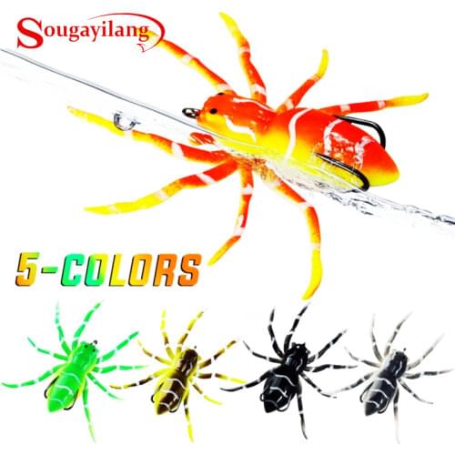 Sougayilang 5PCS-7G-7.5CM Fishing Lures Artificial Spider Bait with Hooks New Style Soft Lure Freshwater Saltwater Bass