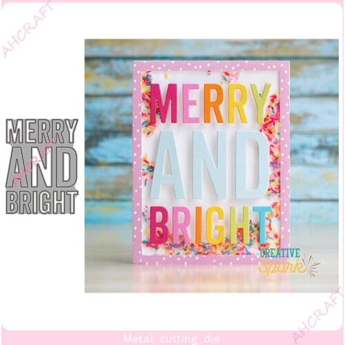 MERRY and BRIGHT words Metal Cutting Dies for DIY Scrapbooking Photo Album Decorative Embossing PaperCard Crafts Die2021