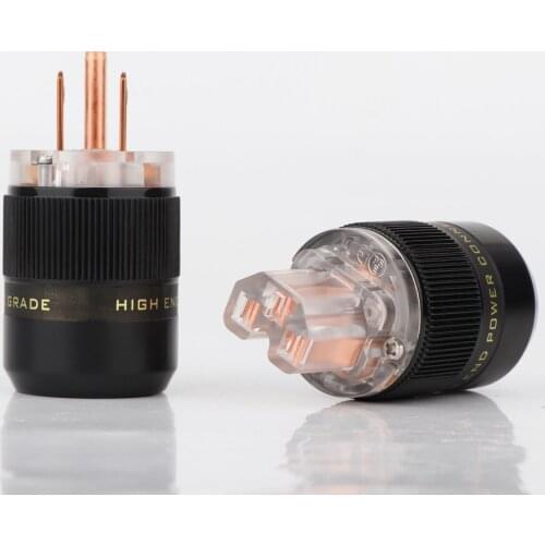 Pair hifi audio US AC pure Copper Power Plug Male & IEC Female Connector US mains power cable adapter connector